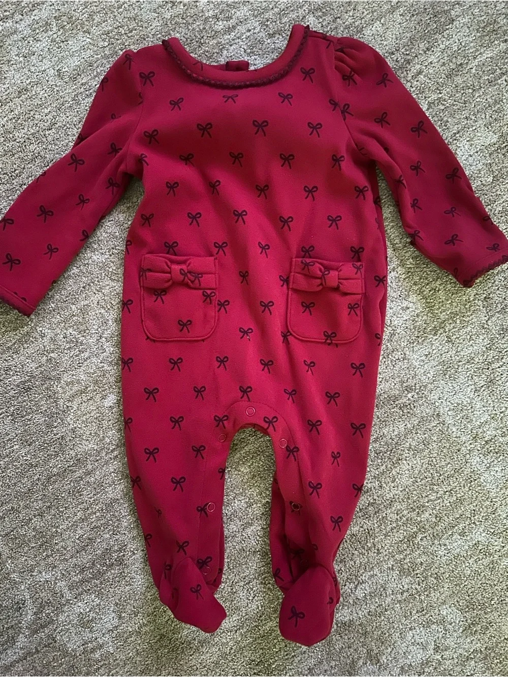 GAP Red Bow-Print Footed One-Piece